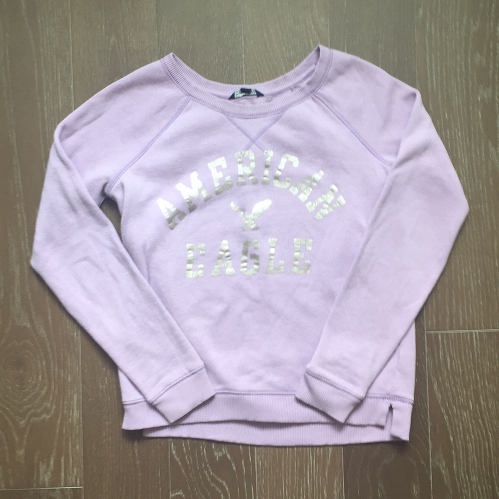 Lilac American Eagle Raglan Crew Sweatshirt